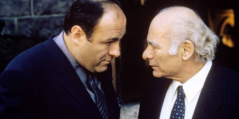 James Gandolfini looking at Burt Young in The Sopranos (1999)