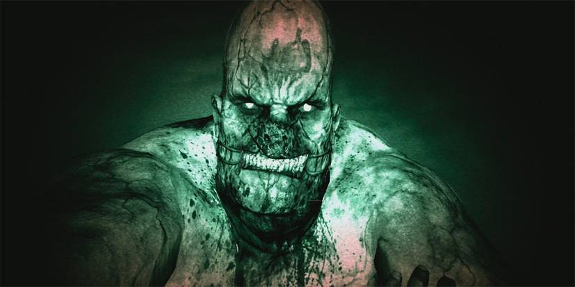 A monster looking at the camera in Outlast video game