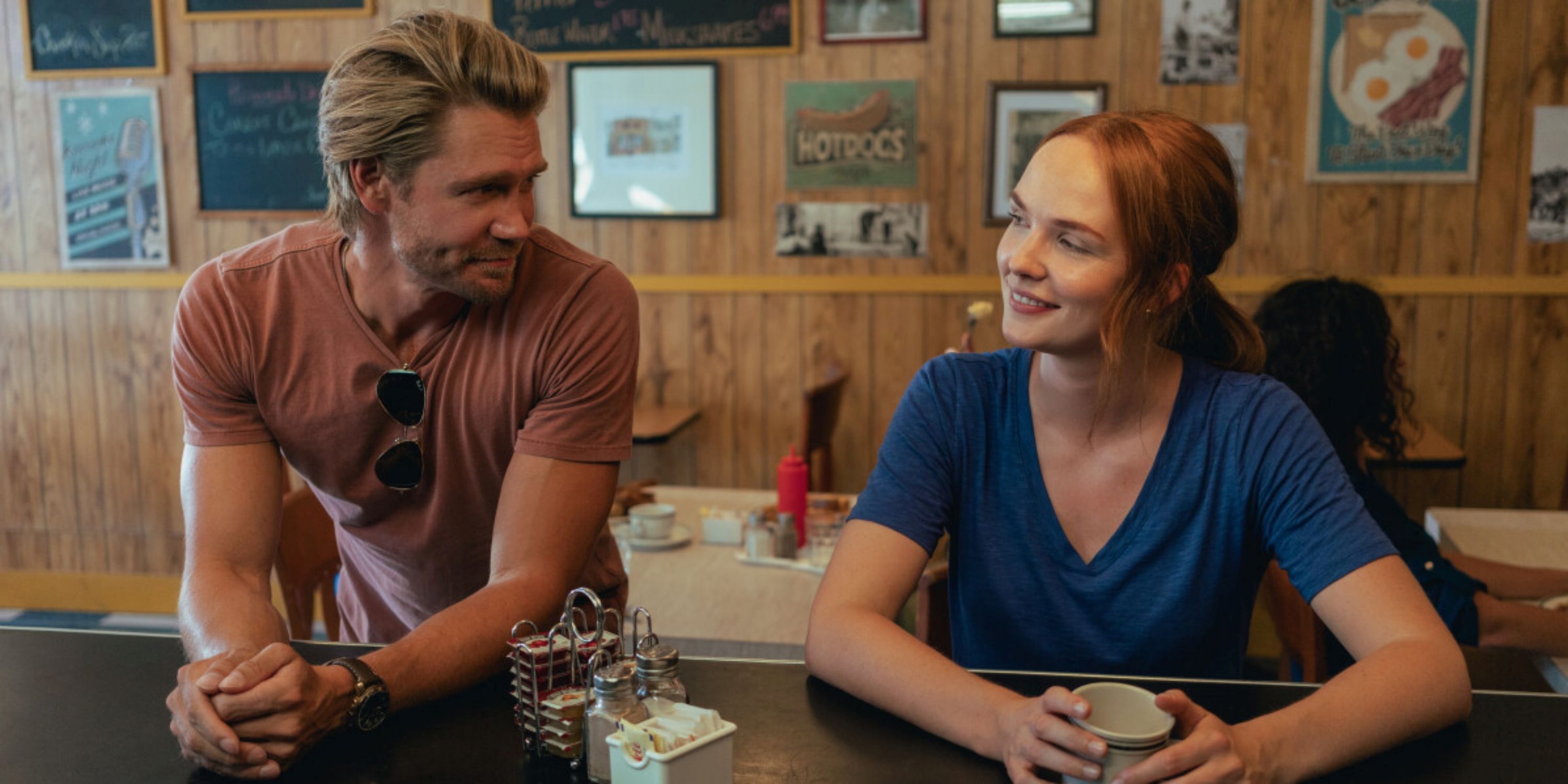 Chad Michael Murray as Cal Jones and Morgan Kohan as Maggie Sullivan in Sullivan's Crossing
