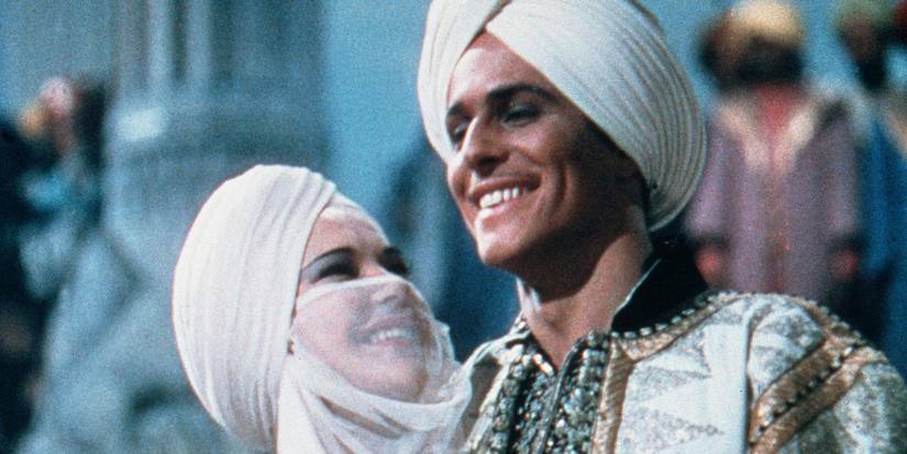 June Duprez and John Justin smiling in 1940's The Thief of Bagdad