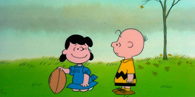 Lucy pranking Charlie with the football in A Charlie Brown Thanksgiving