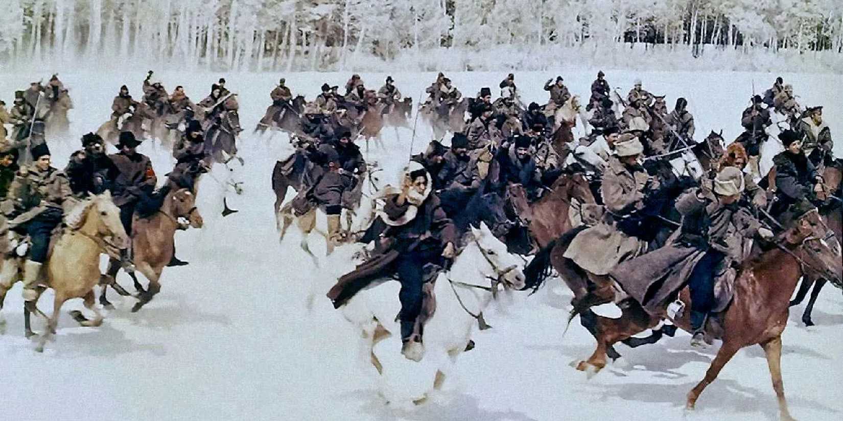 A battle in the snow in Doctor Zhivago - 1965
