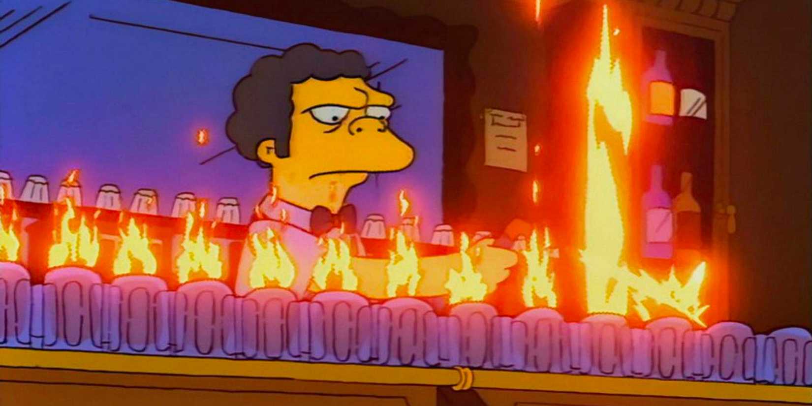 Moe, The Simpsons'ta bir kerede birden fazla alevli Moe yapar.