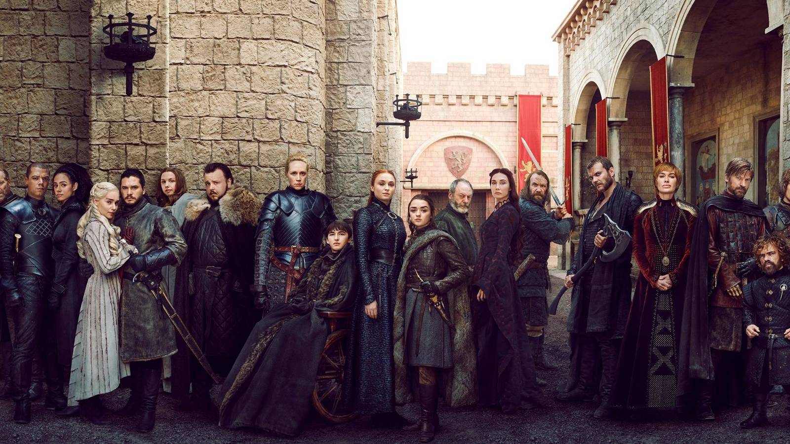 The Season 8 cast of 'Game of Thrones' posing for the camera.