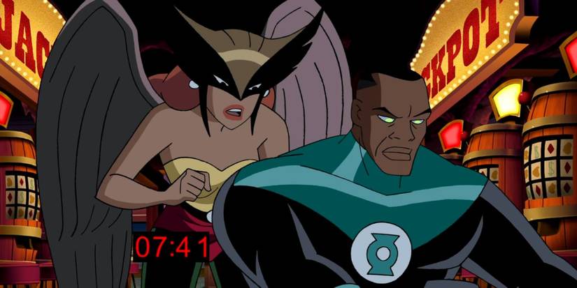 Green Lantern and Hawkgirl in Justice League Season 2, Episode 21, "Wild Cards"