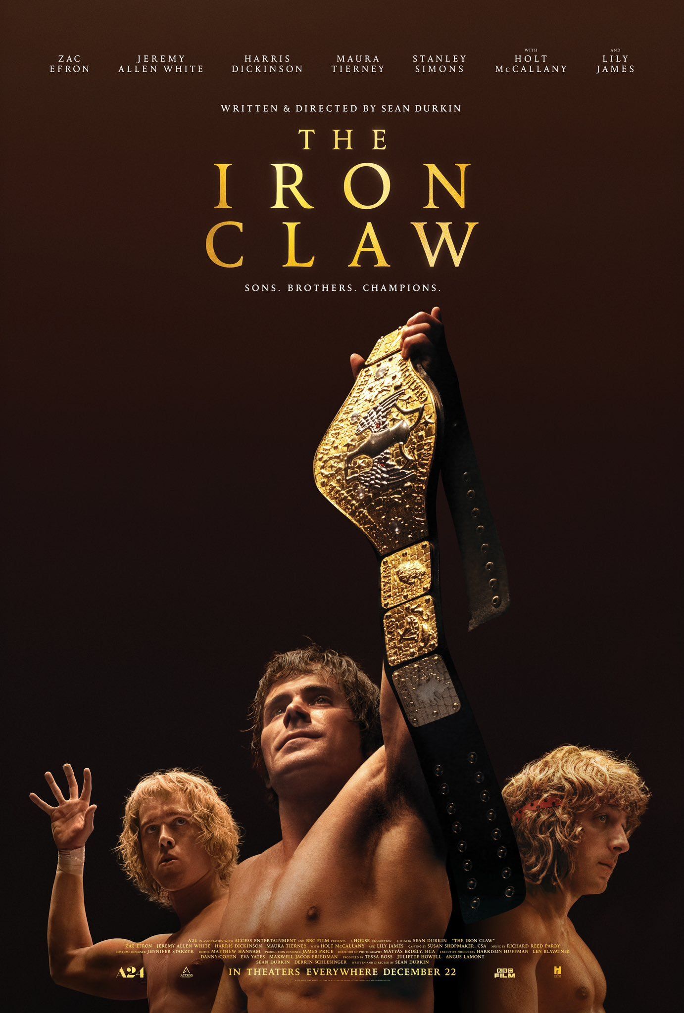The Iron Claw' Poster – Zac Efron Flaunts His Championship Belt