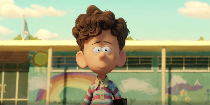 Orion (Jacob Tremblay) standing in front of school in Orion and the Dark