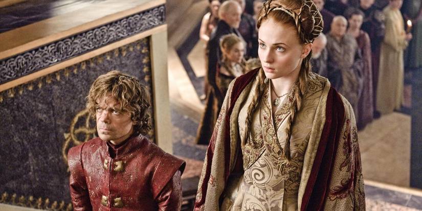Peter Dinklage as Tyrion Lannister with Sophie Turner as Sansa Stark in HBO's 'Game of Thrones'