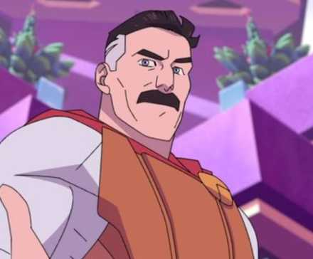 Omni-Man in 'Invincible' offering his hand out