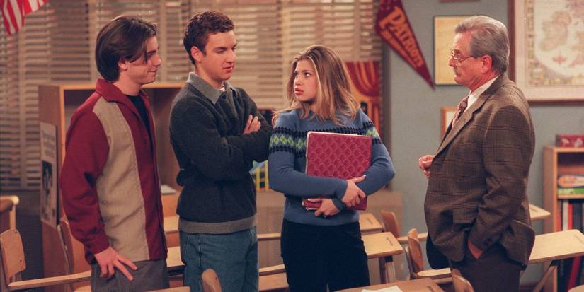 Shawn (Rider Strong) Cory (Ben Savage) Topanga (Danielle Fishel) Feeny (William Daniels) Boy Meets World