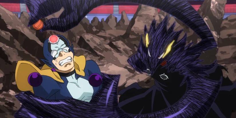 Dark Shadow attacks a U.A. student during the Provisional License Exams in My Hero Academia