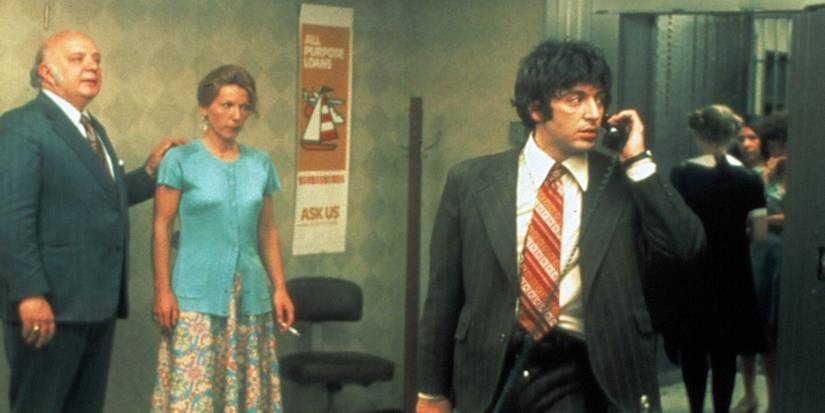 Al Pacino as Sonny, looking back while on a phone call, in Dog Day Afternoon.