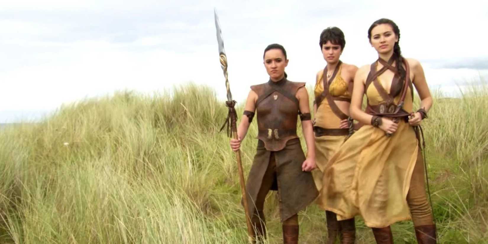 The three Sand Snakes in an open field in 'Game of Thrones'
