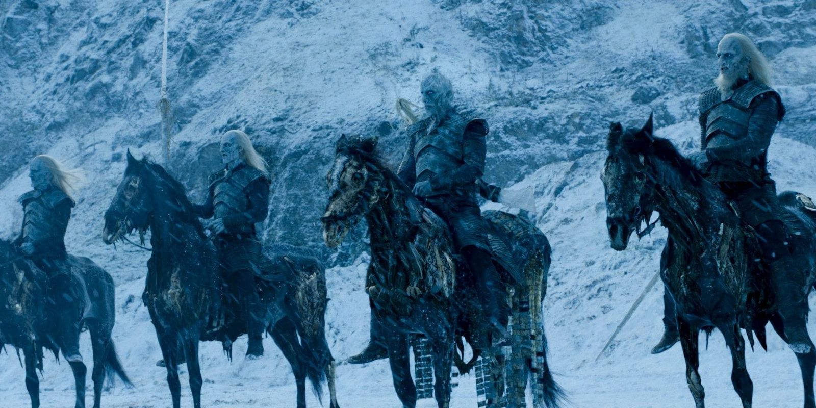 Four White Walkers sit on decaying horses in Game of Thrones