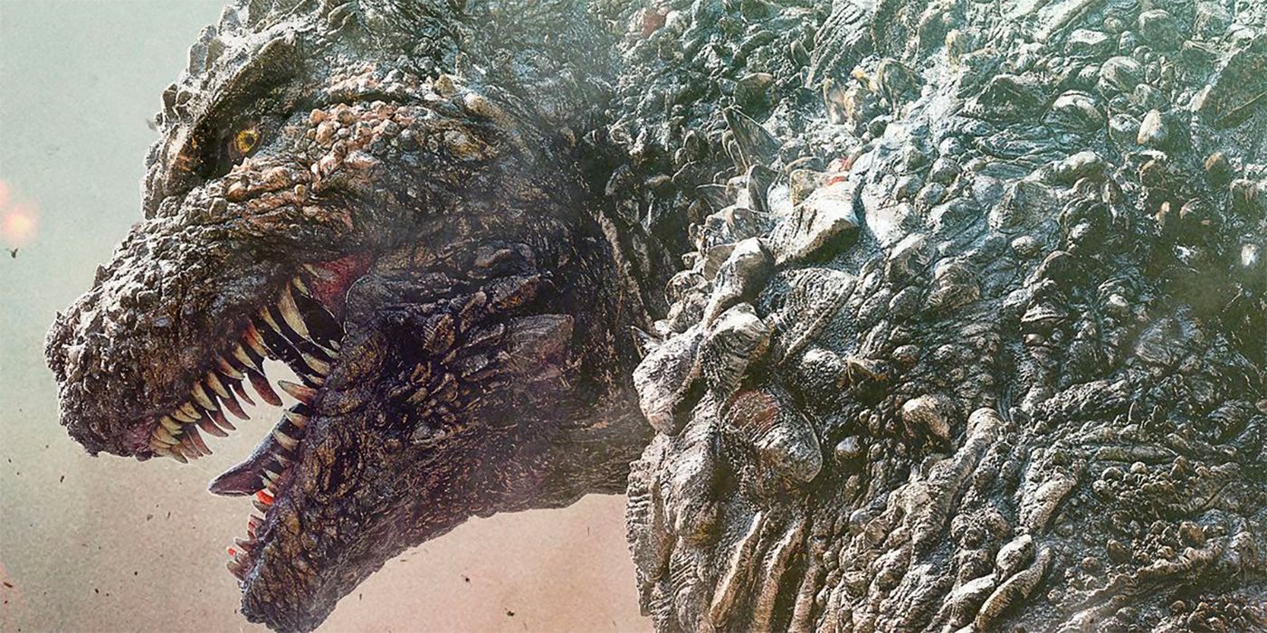 Godzilla looking back in a cropped promotional photo from Godzilla Minus One