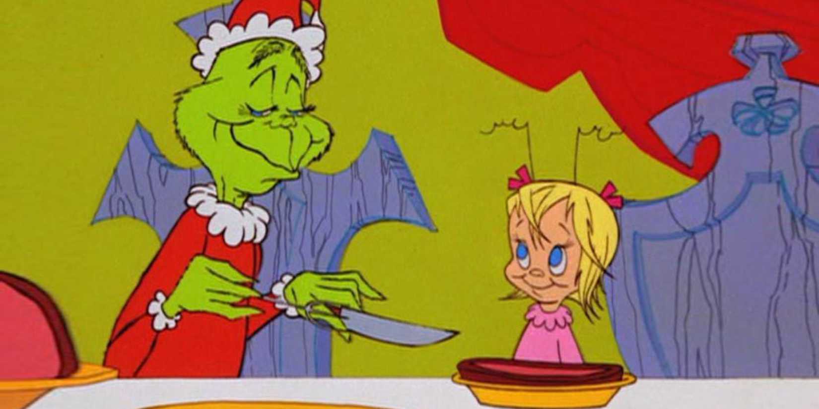 The Grinch and Cindy Lou Who at the end of 'How the Grinch Stole Christmas!'