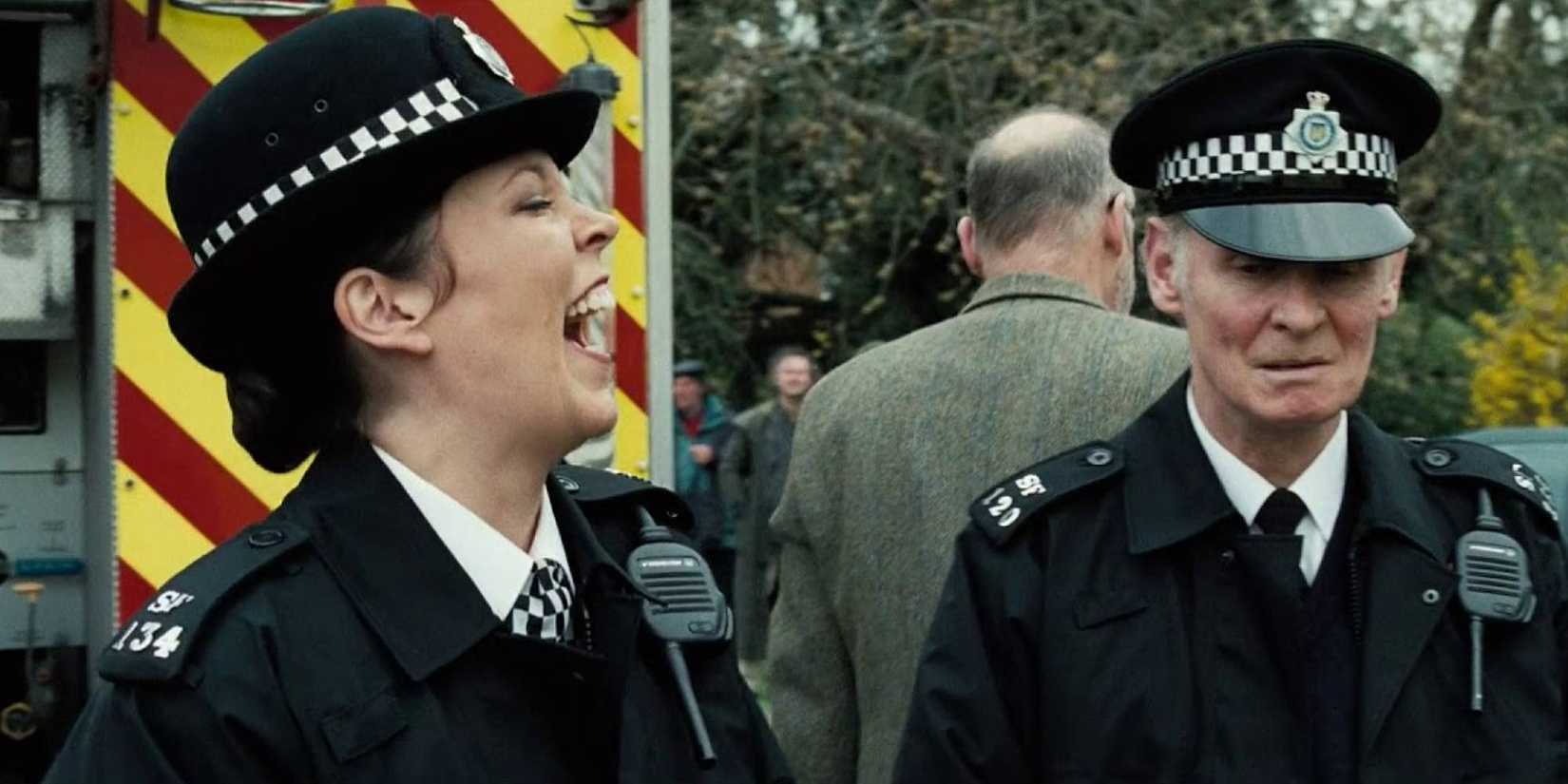 Olivia Colman laughing in Hot Fuzz