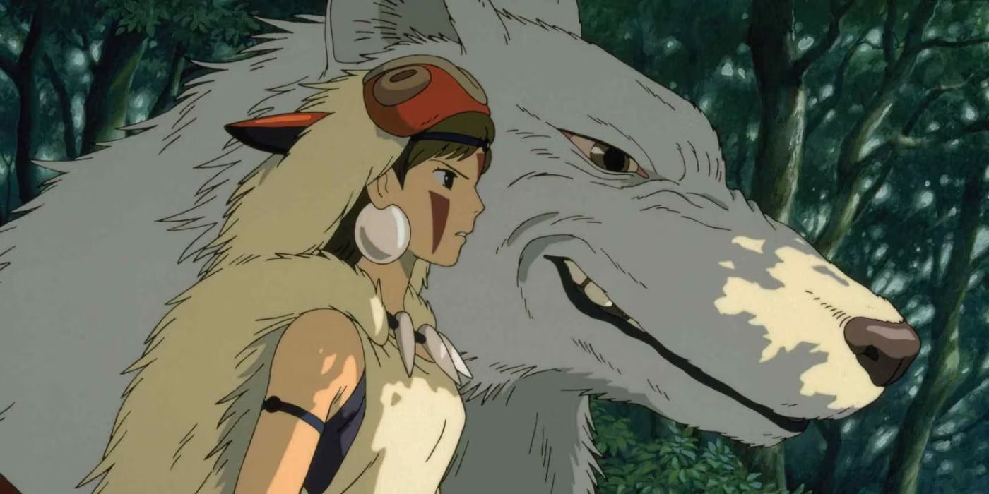 San and Moro in the forest in Princess Mononoke