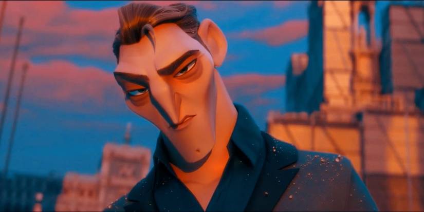 Killian from Spies in Disguise sneering into camera