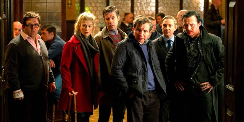 Nick Frost, Rosamund Pike, Paddy Considine, Eddie Marsan, Martin Freeman, and Simon Pegg in 'The World's End' (2012)
