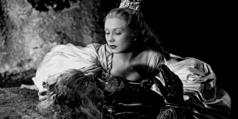Belle (Josette Day) leaning over the Beast (Jean Marais) in 1946's Beauty and the Beast