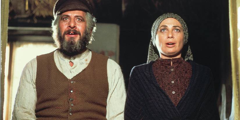 Chaim Topol as Tevye and Norma Crane as Golde in Fiddler on the Roof (1971)