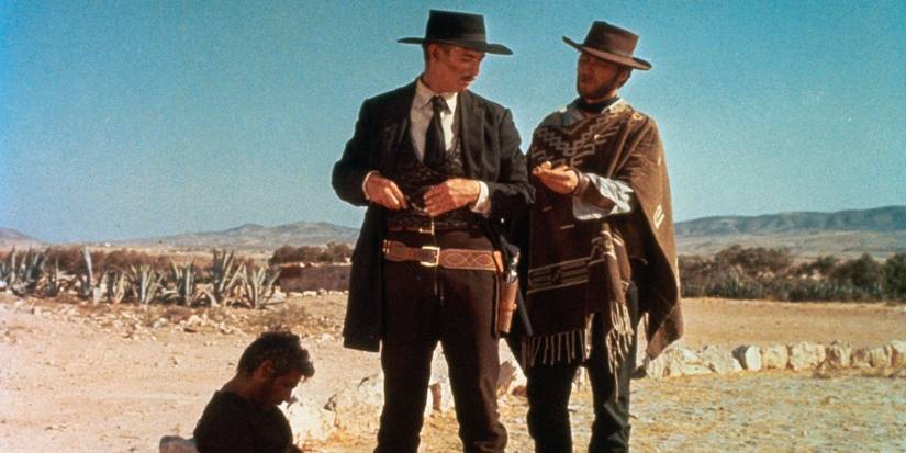 The Man with No Name and Douglas Mortimer talking in For a Few Dollars More