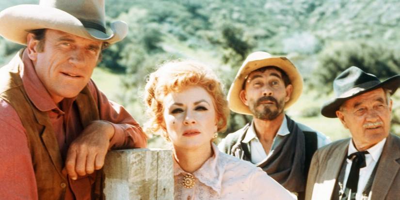 James Arness, Amanda Blake, Ken Curtis, and Milburn Stone in Gunsmoke.
