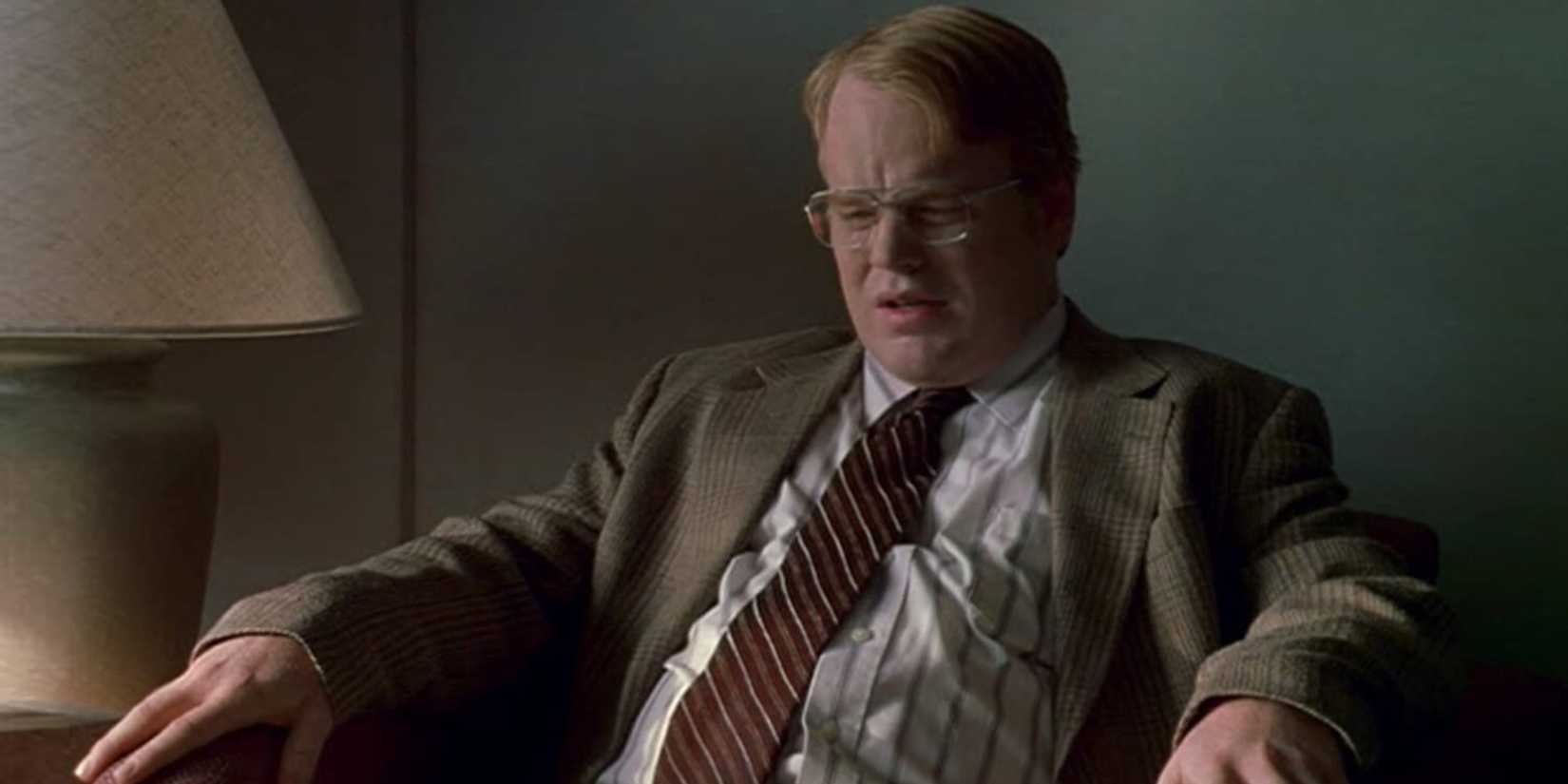 Philip Seymour Hoffman as Allen Mallencap crying in Happiness, 1998.
