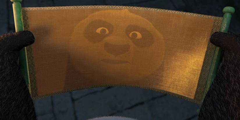Po notices his reflection on the Dragon Scroll in Kung Fu Panda.