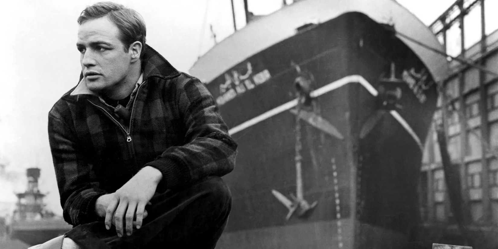 Marlon Brando sat down in front of a ship at the dock in On the Waterfront.