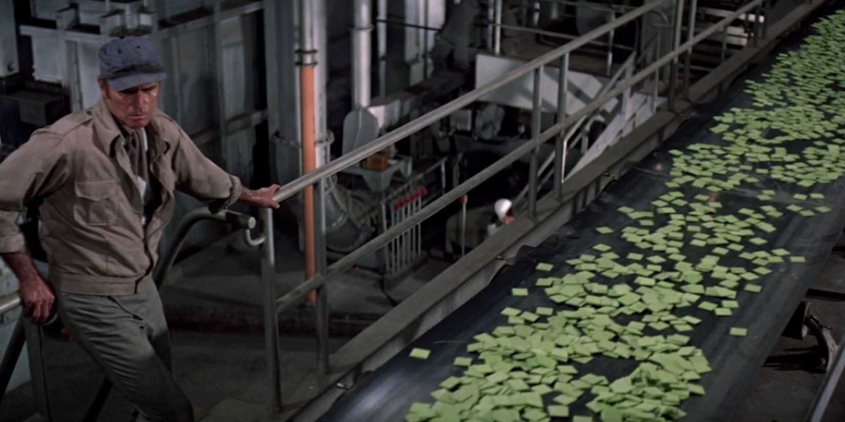 A line with soylent green in the film Soylent Green