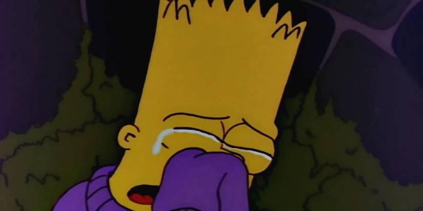 Bart cries into a handkerchief in the Radio Bart episode of The Simpsons.