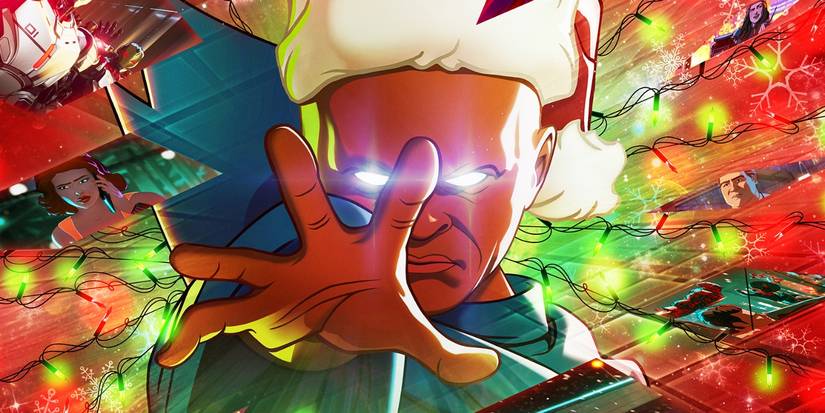 The Watcher wearing a Santa hat in the Season 2 poster for What If...?