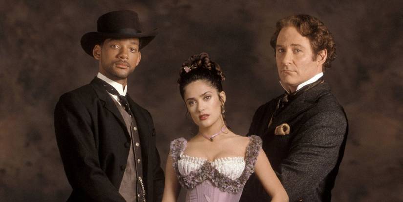 Will Smith, Salma Hayek, dan Kevin Kline berpose dalam promo Wild Wild West