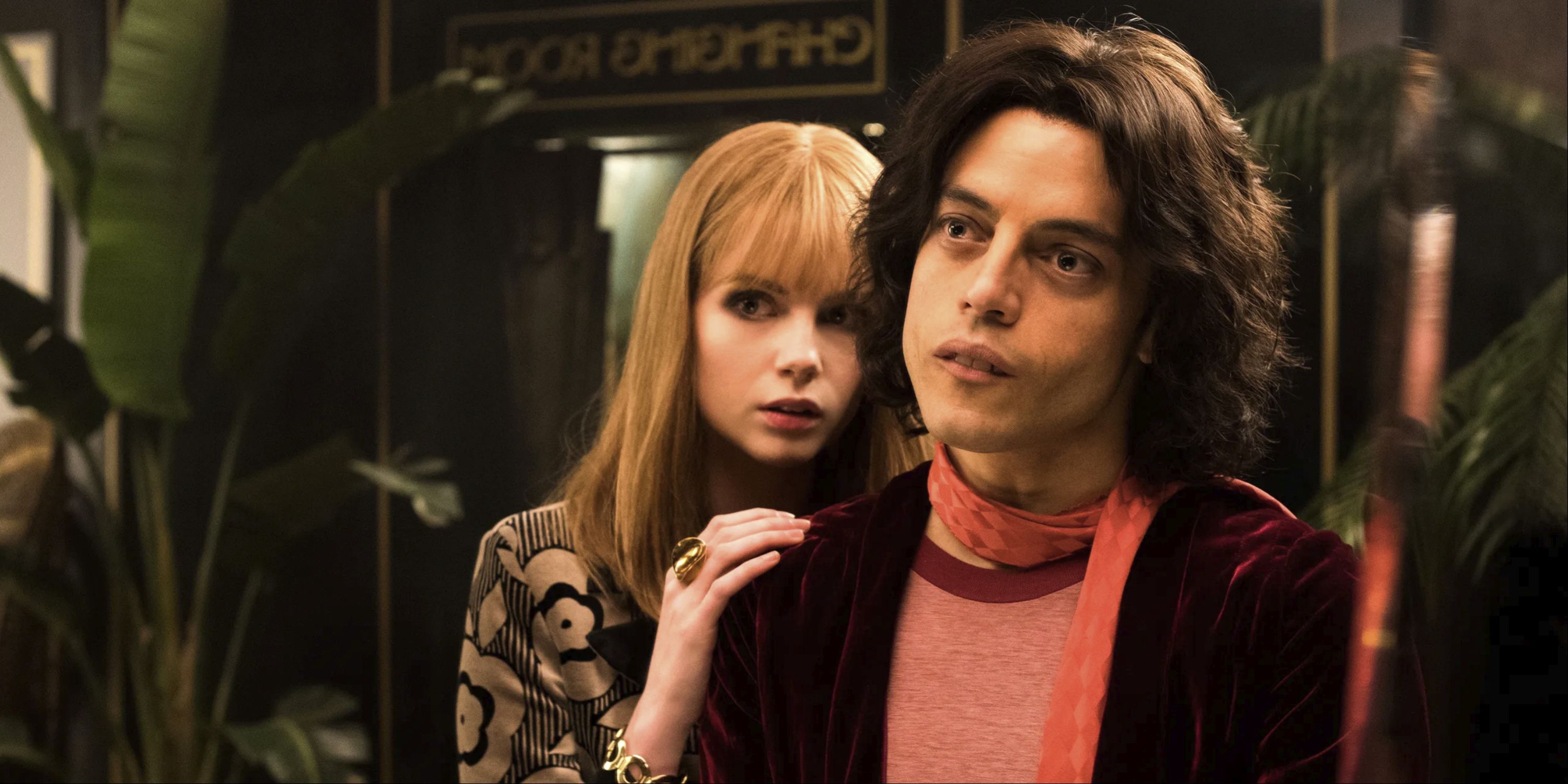 Remi Malek as Freddie Mercury and Lucy Boynton as Mary Austin in Bohemian Rhapsody