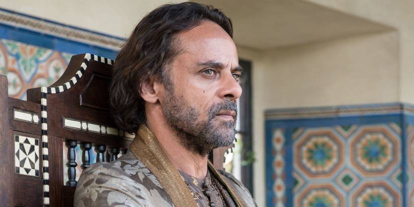 Doran Martell looking intently at something off camera in Game of Thrones.