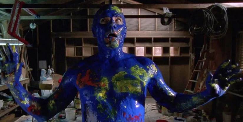 Hal (Bryan Cranston) covered in blue paint in 'Malcolm in the Middle' Season 2 episode "Hal Quits"