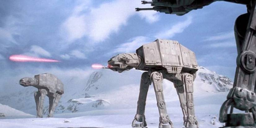 AT-AT walkers firing at the bunker on Hoth in Star Wars: The Empire Strikes Back