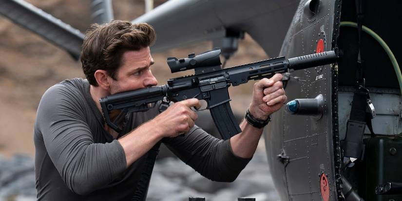 John Krasinski as Jack Ryan, aiming a rifle, in Tom Clancy's 'Jack Ryan.'