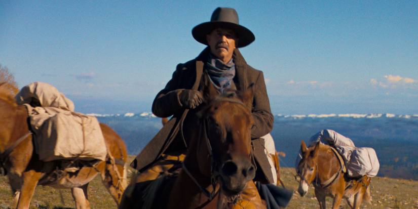 Kevin Costner as Hayes Ellison on a horse in 'Horizon: An American Saga — Chapter 1'