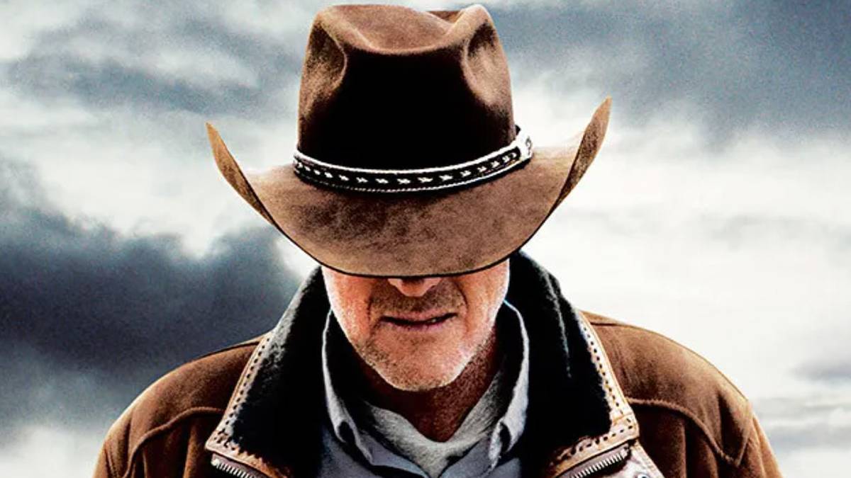 Robert Taylor as Walt Longmire looks down on the poster for 'Longmire'