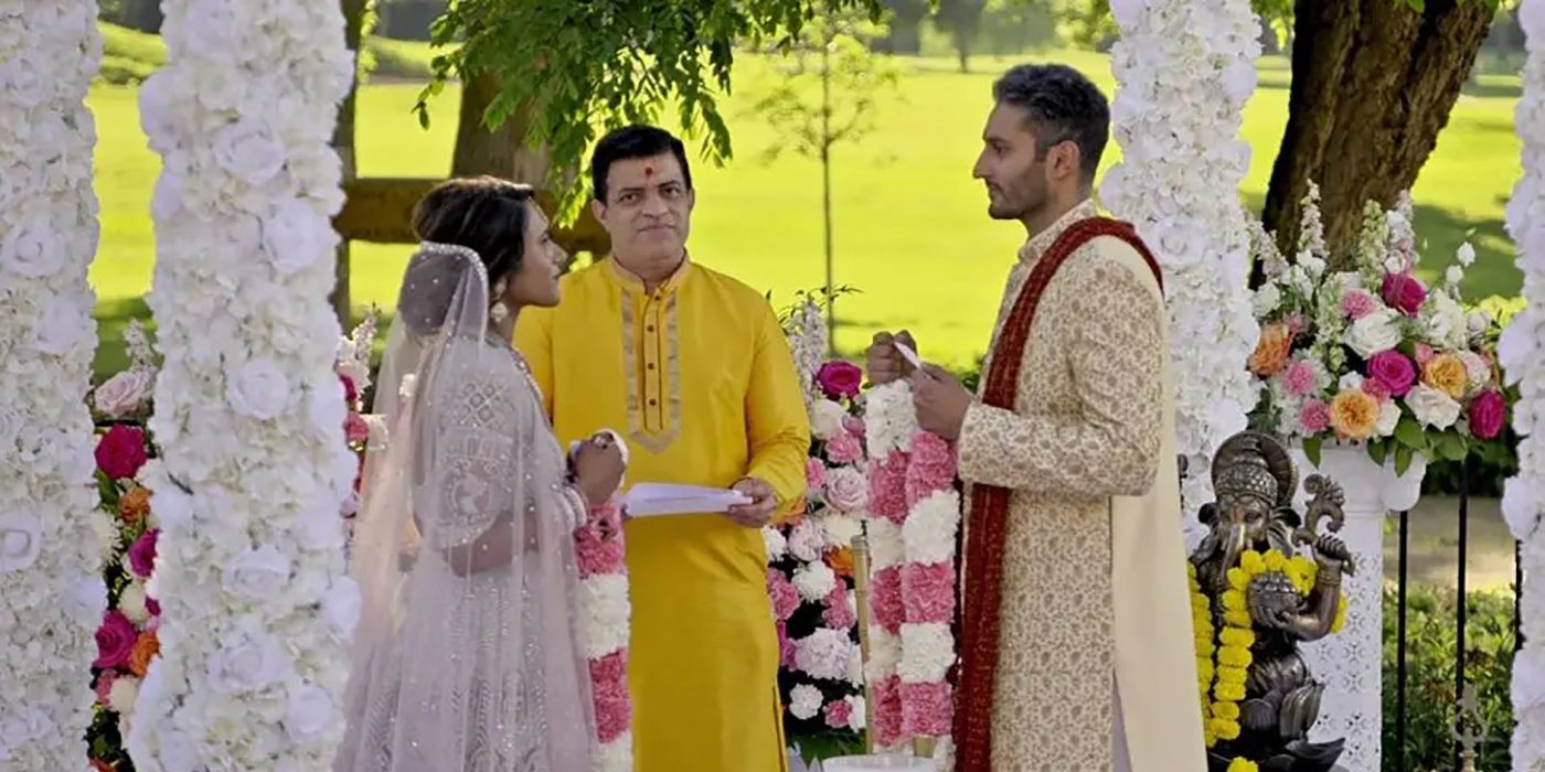 Deepti looking at Shake at the altar in a scene from Love is Blind.