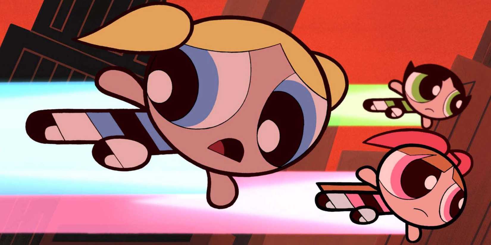 The Powerpuff Girls flying 