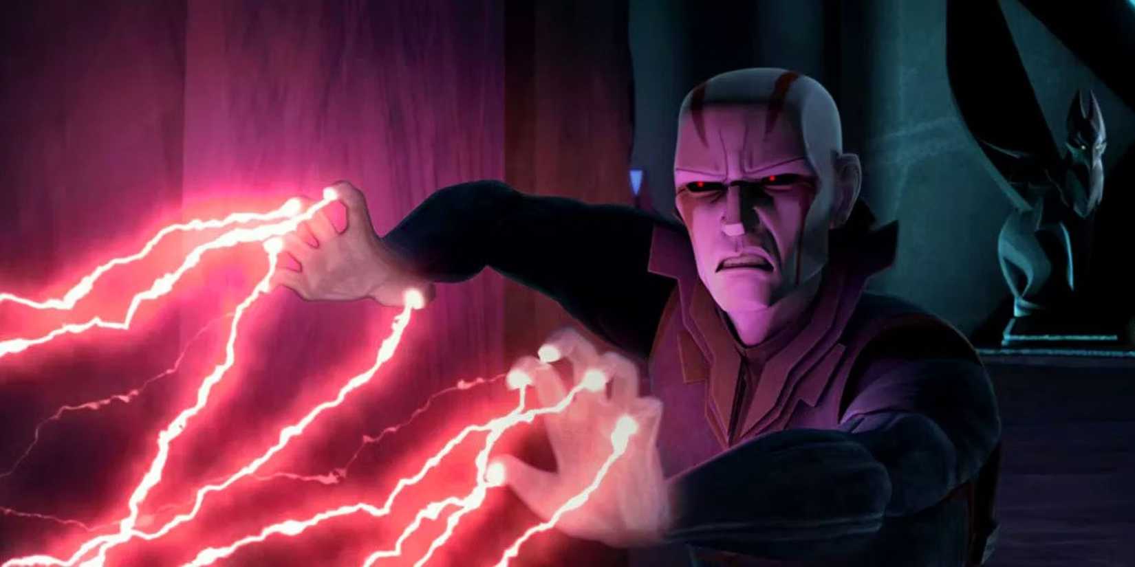 The Son, one of star wars holy trinity, using red force lightning on Mortis