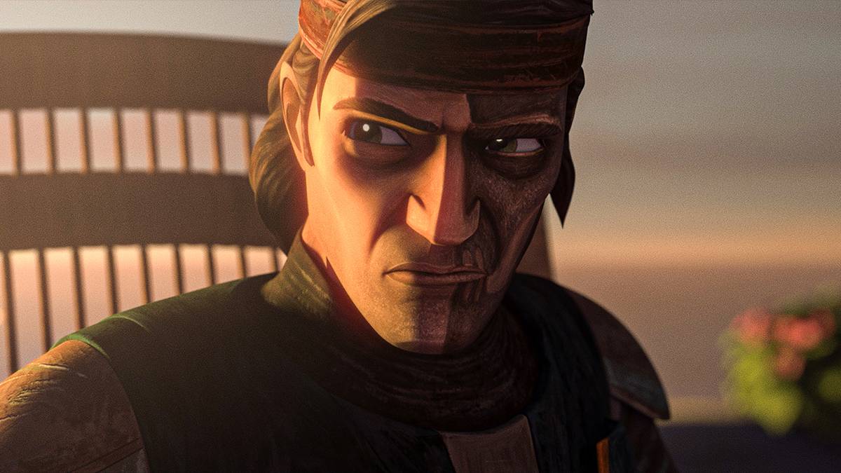 Hunter looking concerned at something offscreen in a still from The Bad Batch Season 3