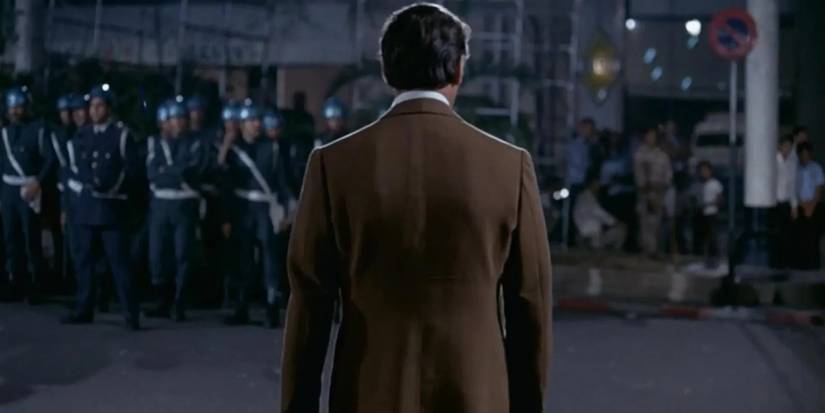 Yves Montand with his back to the camera in Costa-Gavras' 'Z'