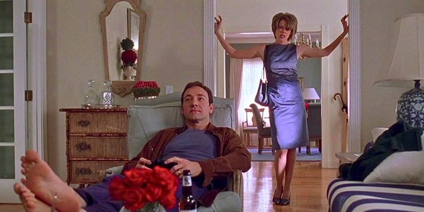 Annette Bening and Kevin Spacey as Lester and Carolyn Burnham arguing in American Beauty.