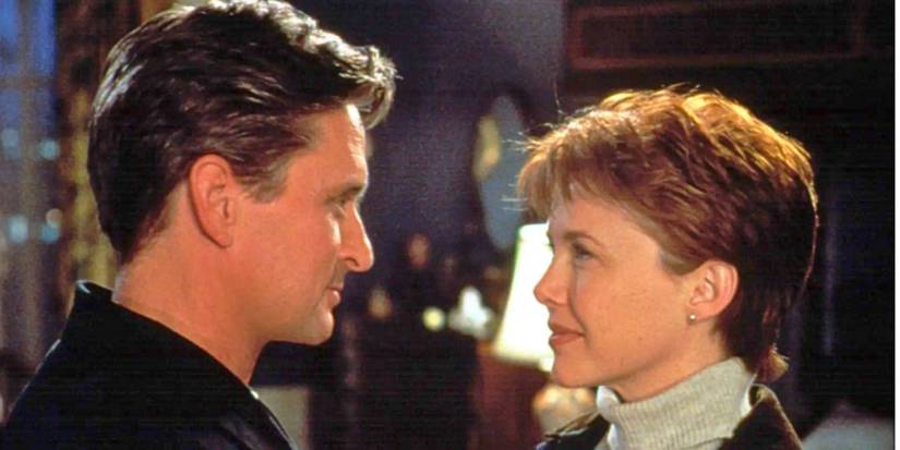 Annette Bening and Michael Douglas embrace in The American President.