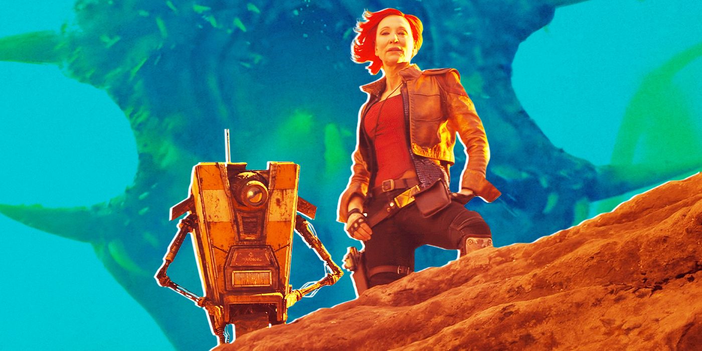 Cate Blanchett as Lilith and Jack Black's CL4P-TR4P in Borderlands